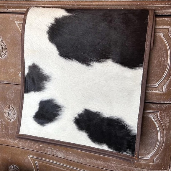 Cowhide Black and White Table Runner with Banded Edge